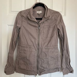 LOFT tan zip up jacket (size S)